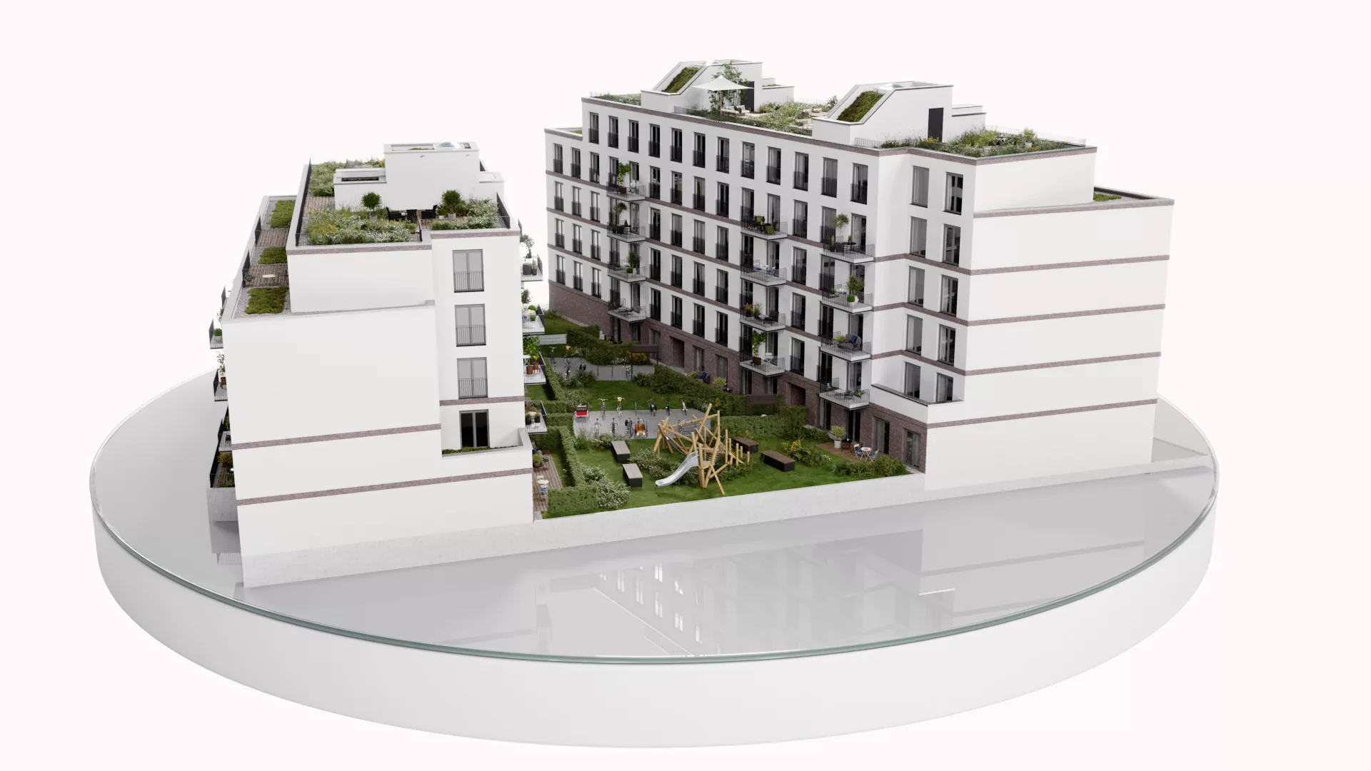 3D-Modell des Hauptgebäudes der Dornburger Flats in Jena