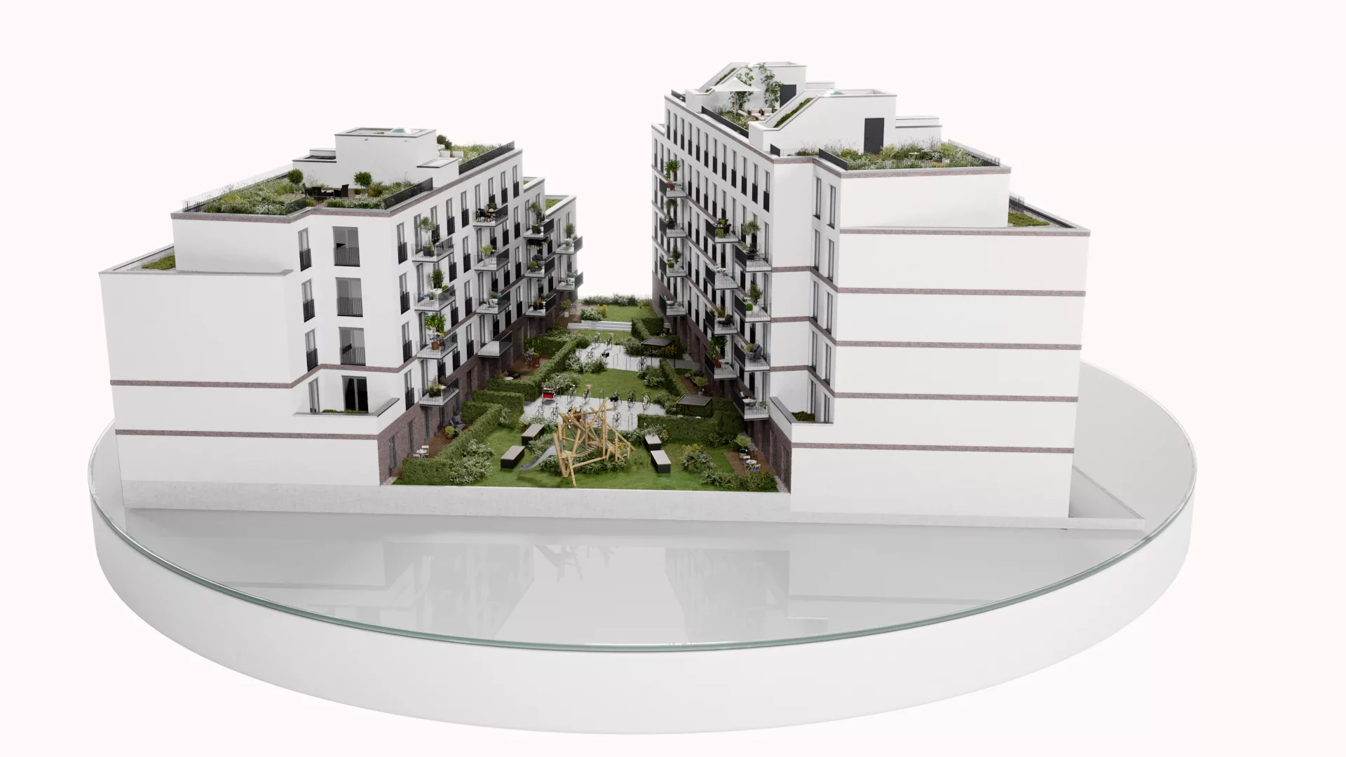 3D-Modell des Hauptgebäudes der Dornburger Flats in Jena
